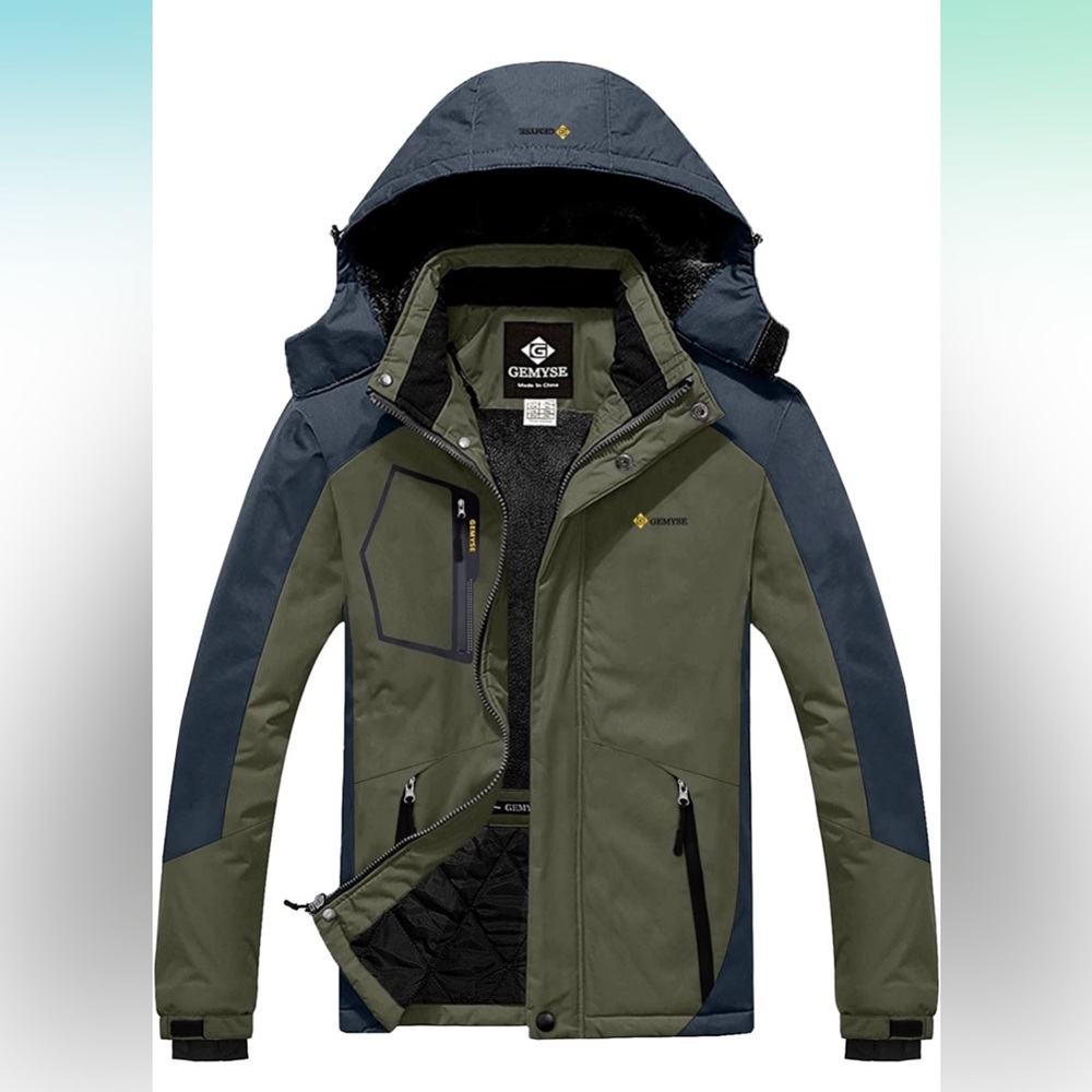 ⭐️GEMYSE Men's Mountain Waterproof Ski Snow Jacket Winter Windproof Rain Jacket